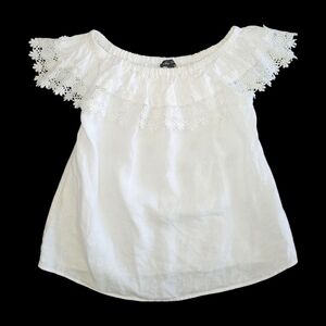 Melissa Paige Linen Off The Shoulders Top, White, L, VGUC